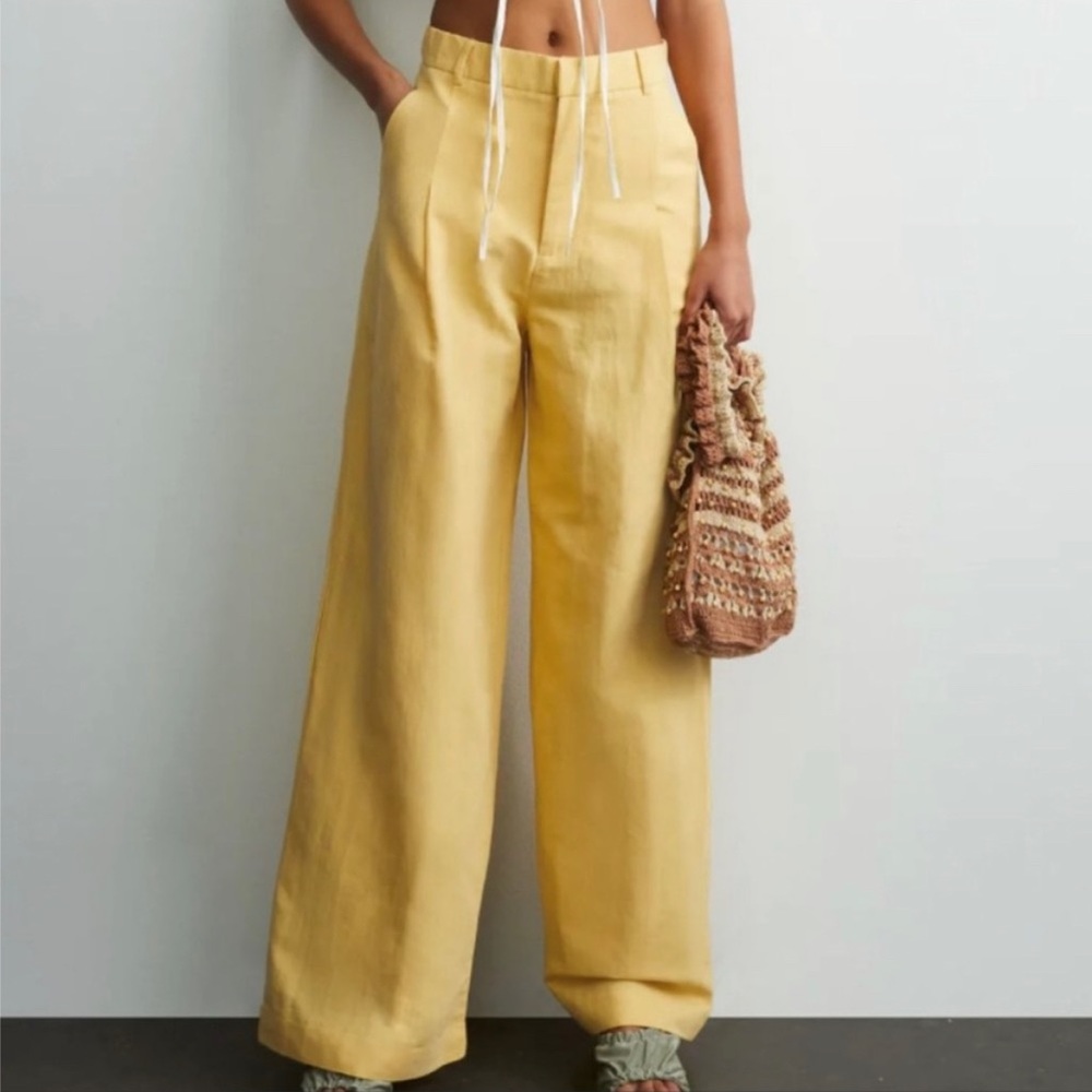 Zara yellow linen pants
